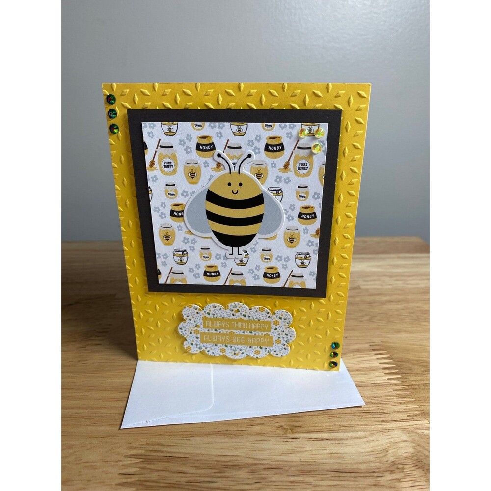 Bee & Honey Greeting Card – Handmade A2 Card – All Occasion Blank Card